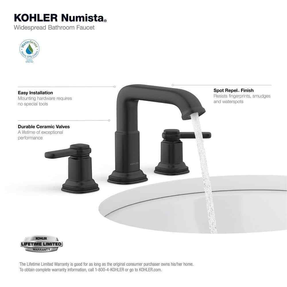 KOHLER Numista 8 in. Widespread Double Handle Bathroom Faucet in Matte Black