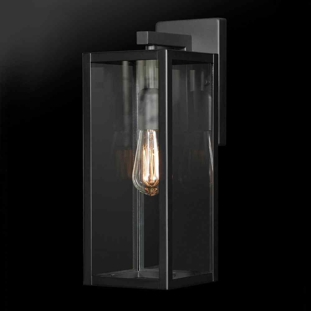 Hampton Bay Hurley Modern 1-Light Matte Black Hardwired Outdoor Wall Lantern