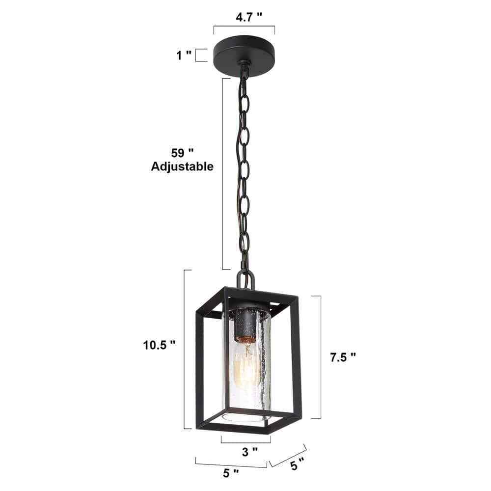 Uolfin Modern Lantern Outdoor Hanging Light Arie 1-Light Black Cage Pendant