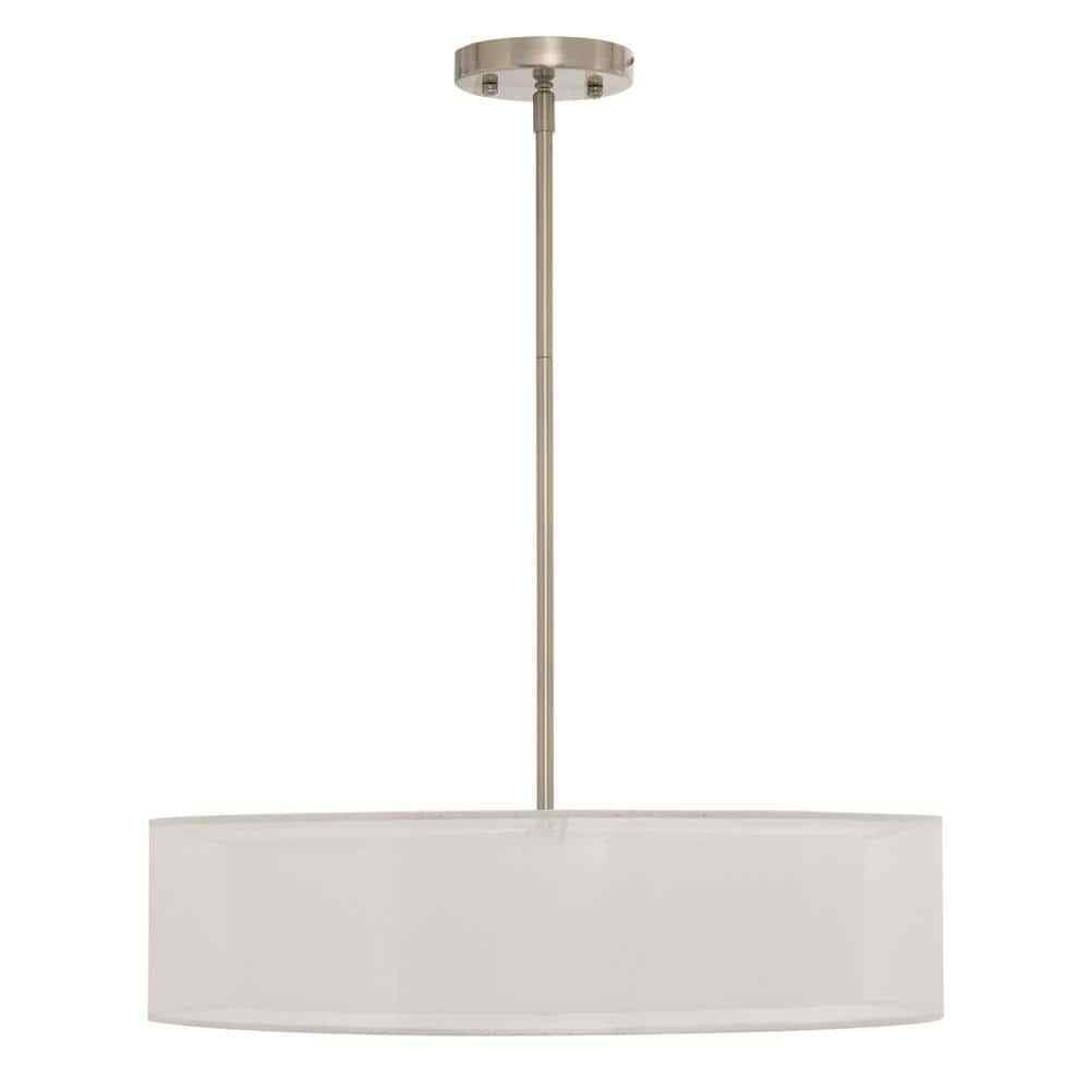 Merra 3-Light Antique Bronze Double Drum Pendant with Outer Organza Shade