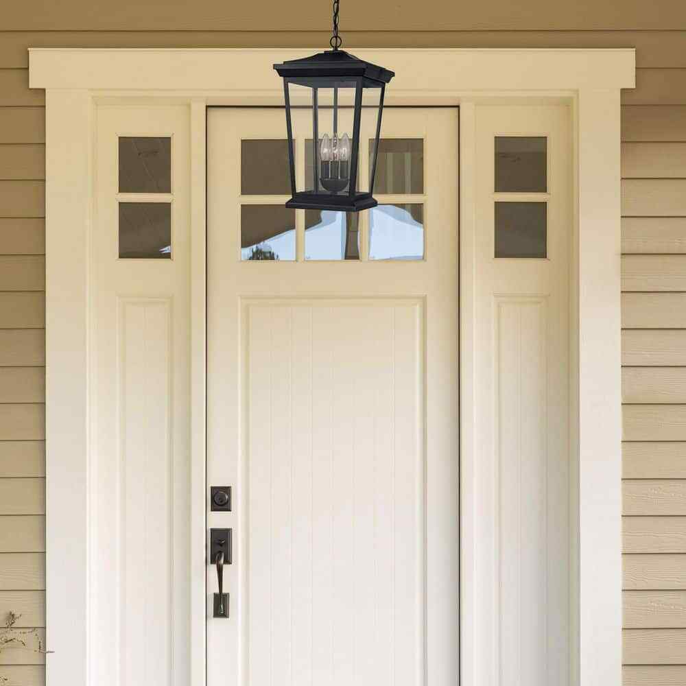 Bel Air Lighting Turlock 3-Light Black Hanging Outdoor Pendant Light Fixture