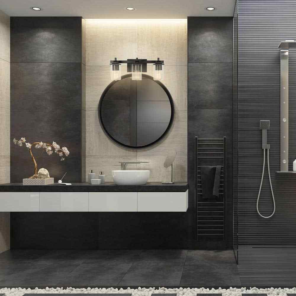 Globe Electric Dakota 20 in. 3-Light Matte Black Vanity Light with Accessories
