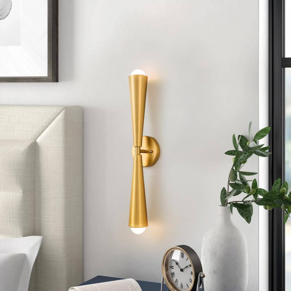 RRTYO Aaru Brass Up Down Cone Linear LED Bathroom Vanity Light Wall Sconce