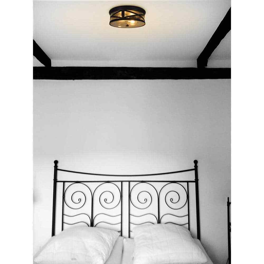Sylvania Wellesley 11 in. Double Bulb Antique Black Ceiling Flush Mount
