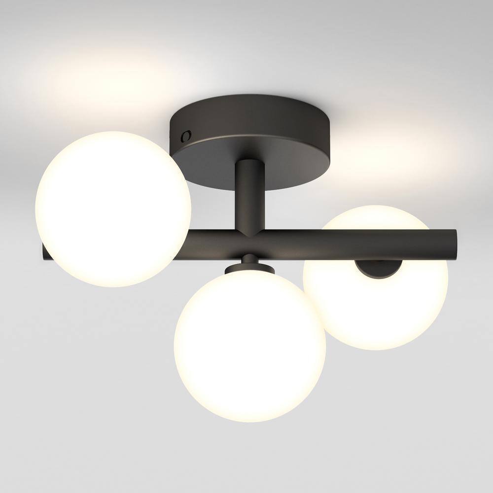 Artika Bloom 13 in 3-Light Black Selectable LED Modern Flush Mount Light Fixture