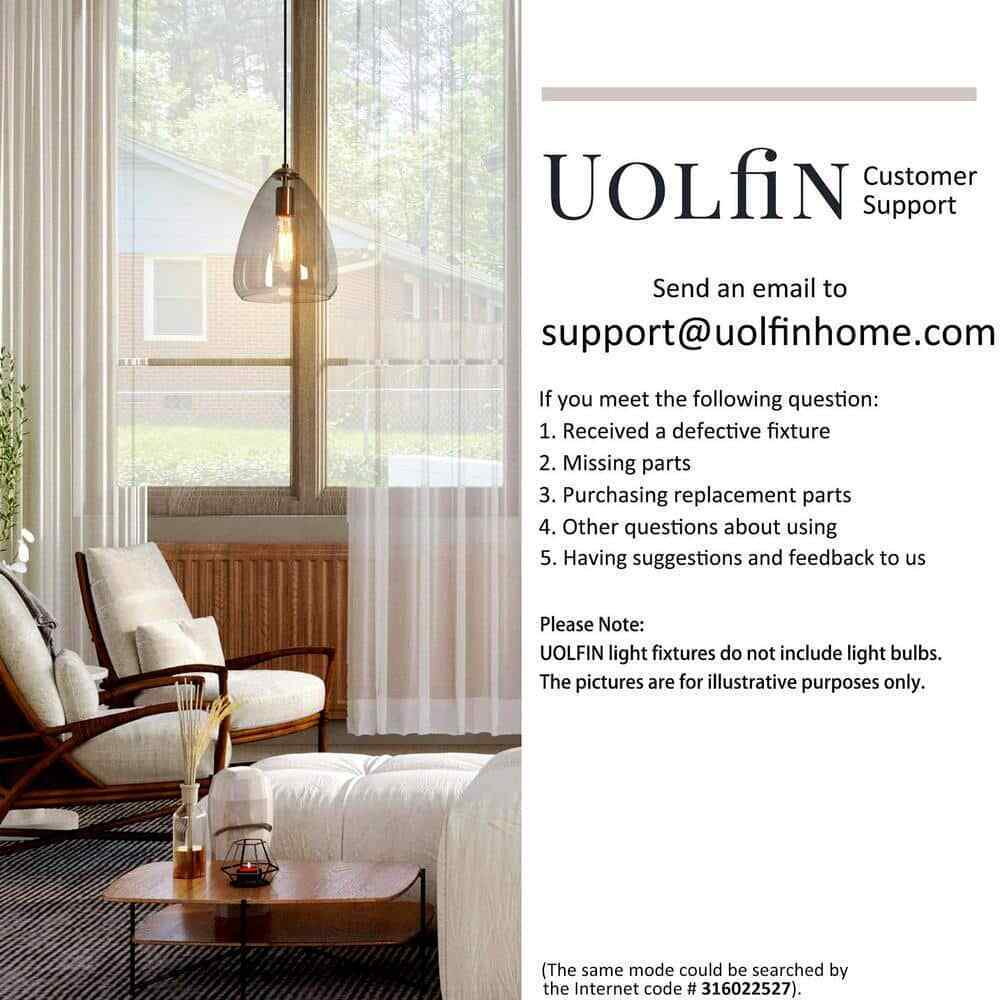 Uolfin Farmhouse Brushed Gold Pendant Kitchen Hanging Pendant Light Fixture