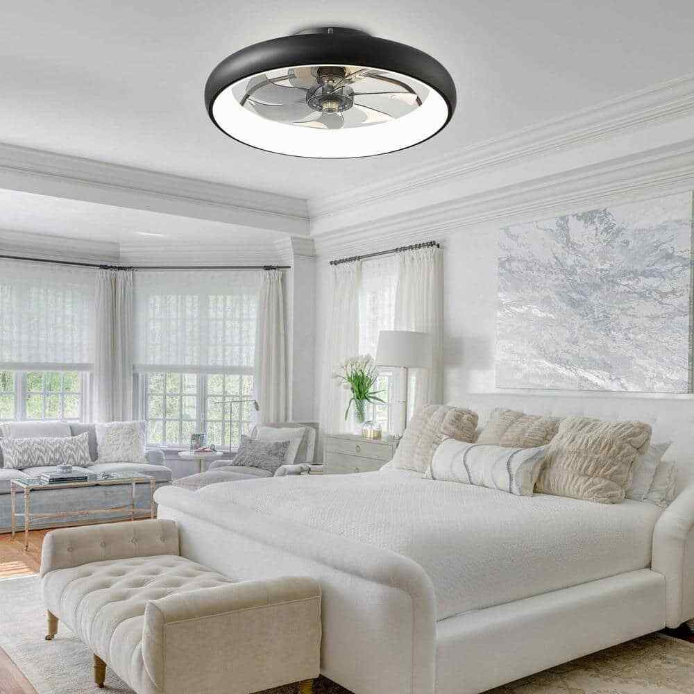ANTOINE 20 in. Integrated LED Indoor Black Flush Mount Dimmable Ceiling Fan