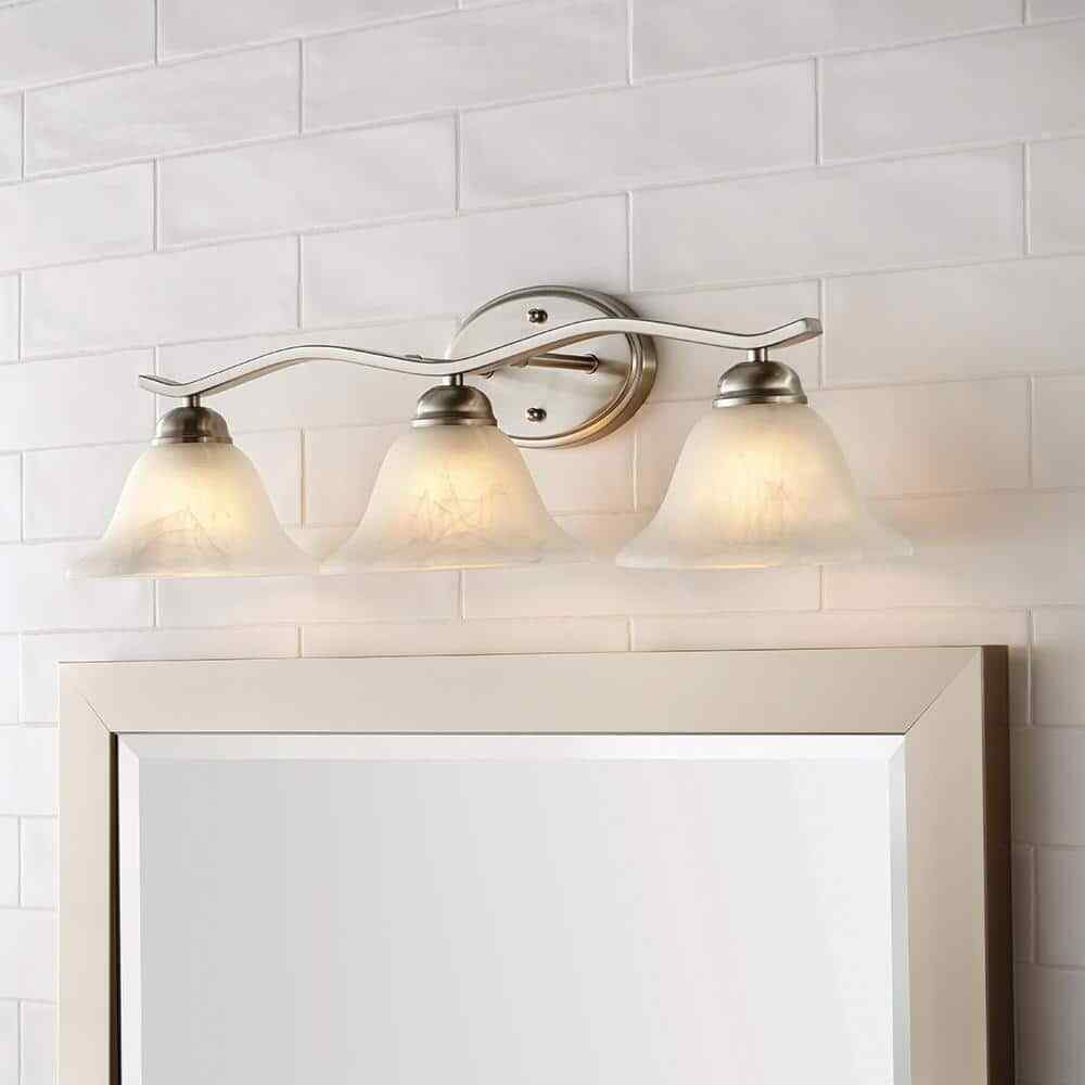 Hampton Bay Andenne 26.3 in. 3-Light Brushed Nickel Bathroom Vanity Light