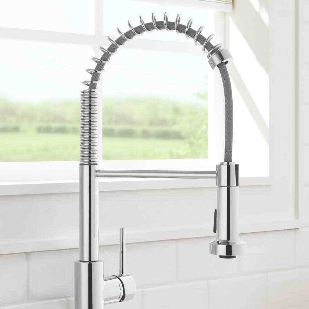 Glacier Bay Paulina Single-Handle Spring Neck Pull Down Sprayer Kitchen Faucet