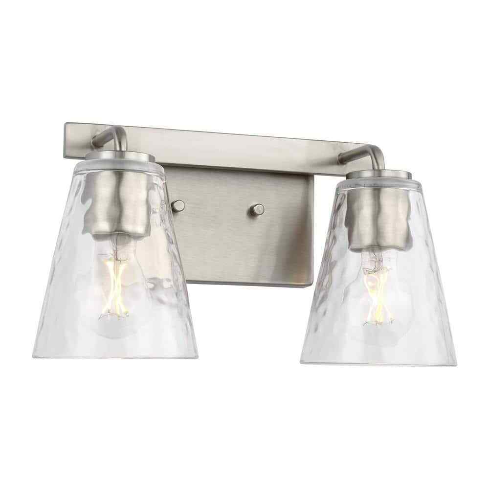 Home Decorators Westbrook 2-Light Brushed Nickel Modern Bathroom Vanity Light