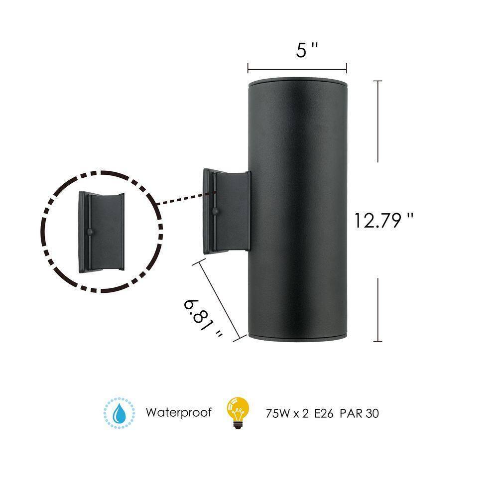 Eglo Ascoli 2-Light Black Outdoor Wall Lantern Sconce