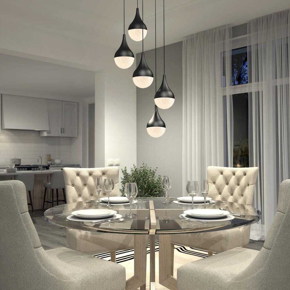 Artika Glitzer Black Modern LED Pendant Light Fixture for Dining Room or Kitchen