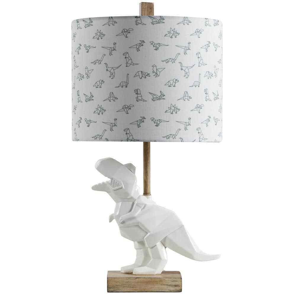 StyleCraft 26.5 in. T-Rex Dinosaur White Table Lamp L27244DS