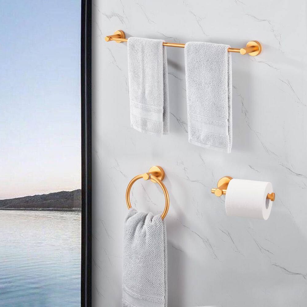Tidoin 3-Piece Aluminum Wall Mounted Adjustable Length Bathroom Hardware Set