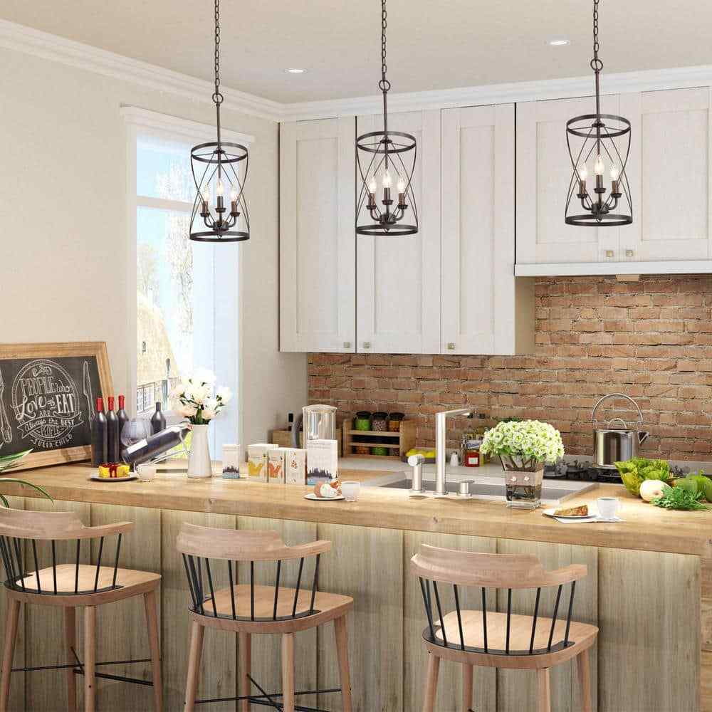 LNC Farmhouse Chandelier Bronze Industrial 3-Light Drum Candlestick Chandelier