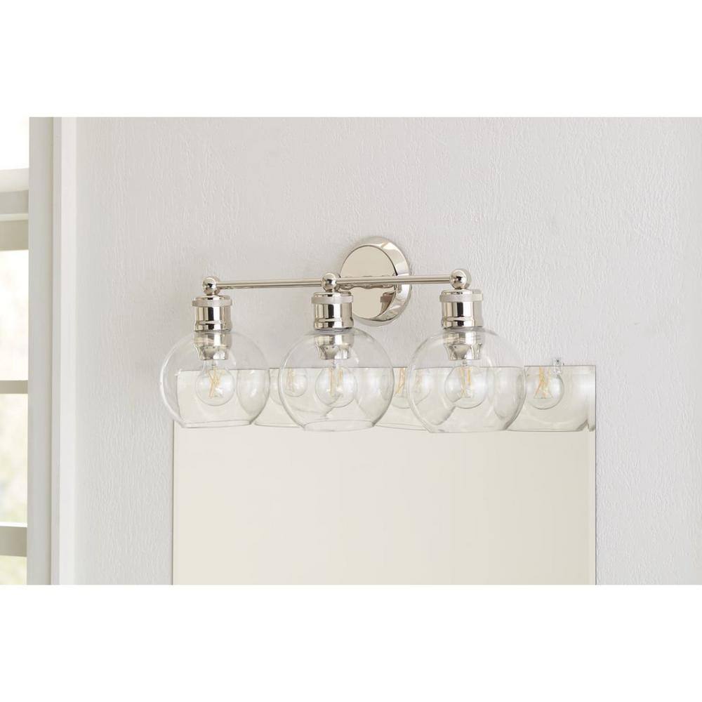 Progress Lighting Hansford 3-Light Polished Nickel Clear Glass Vanity Light