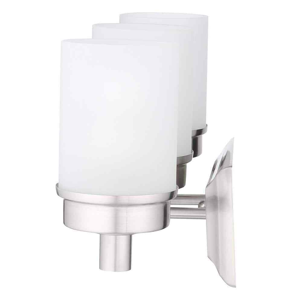 Hampton Bay Cade 3-Light 20.25 in. Brushed Nickel Vanity Light w/ Frosted Glass