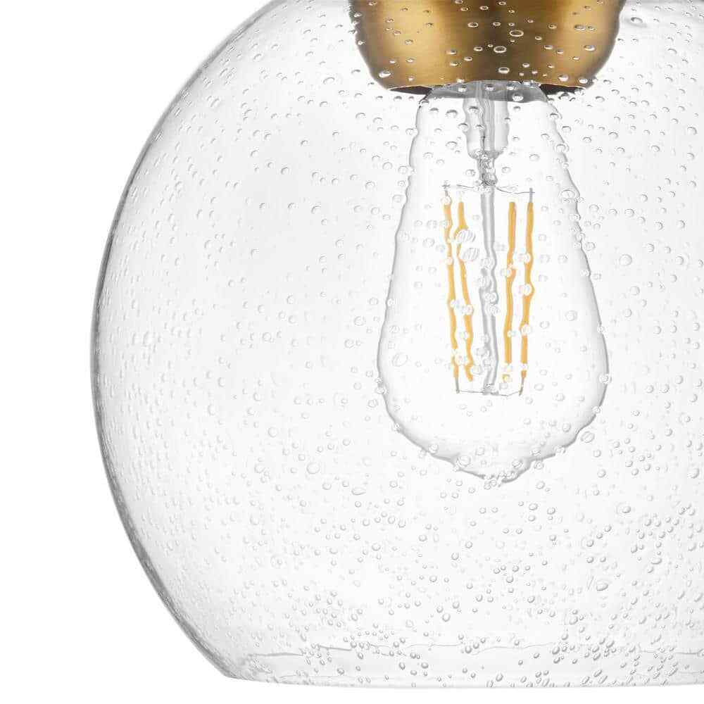Home Decorators Jill 9.5 in. Gold Flush Mount with Clear Seeded Glass Shade