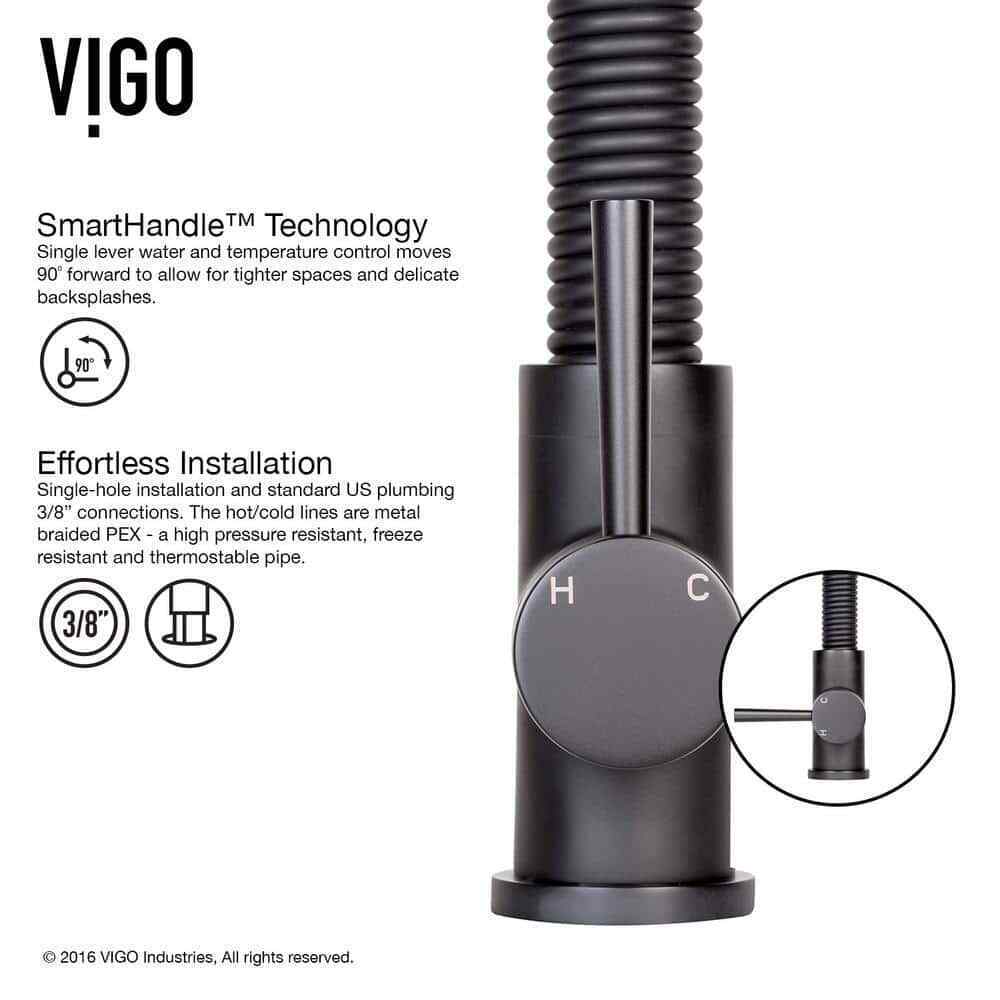 VIGO Edison Single Handle Pull-Down Sprayer Kitchen Faucet Set in Matte Black