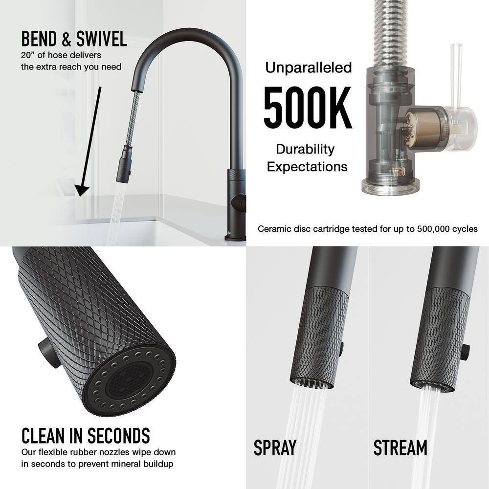 VIGO Bristol Single Handle Pull-Down Sprayer Kitchen Faucet in Matte Black