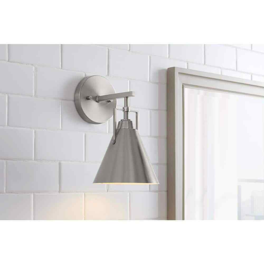 Home Decorators Insdale 1-Light Brushed Nickel Modern Bathroom Vanity Light
