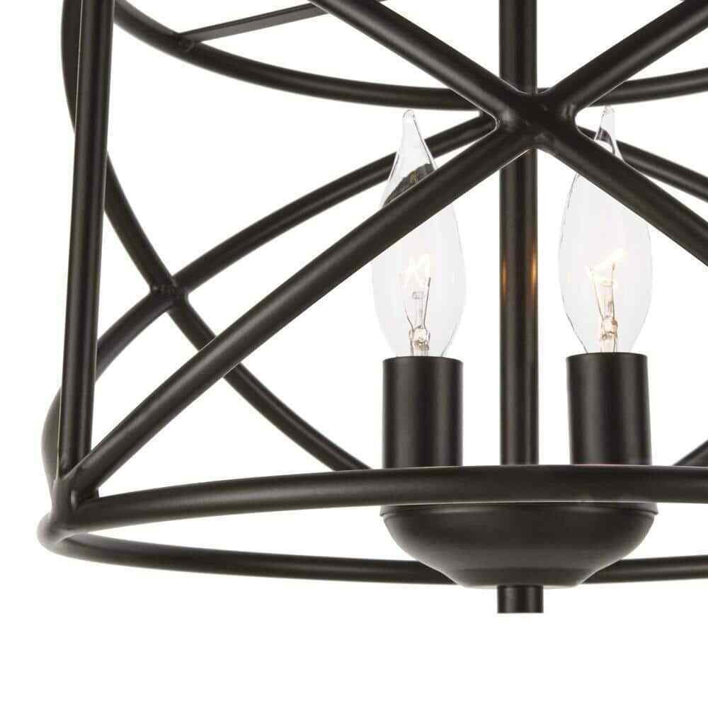 Hampton Bay Hastings 4-Light Satin Bronze Dining Room Chandelier w/ Cage Shade