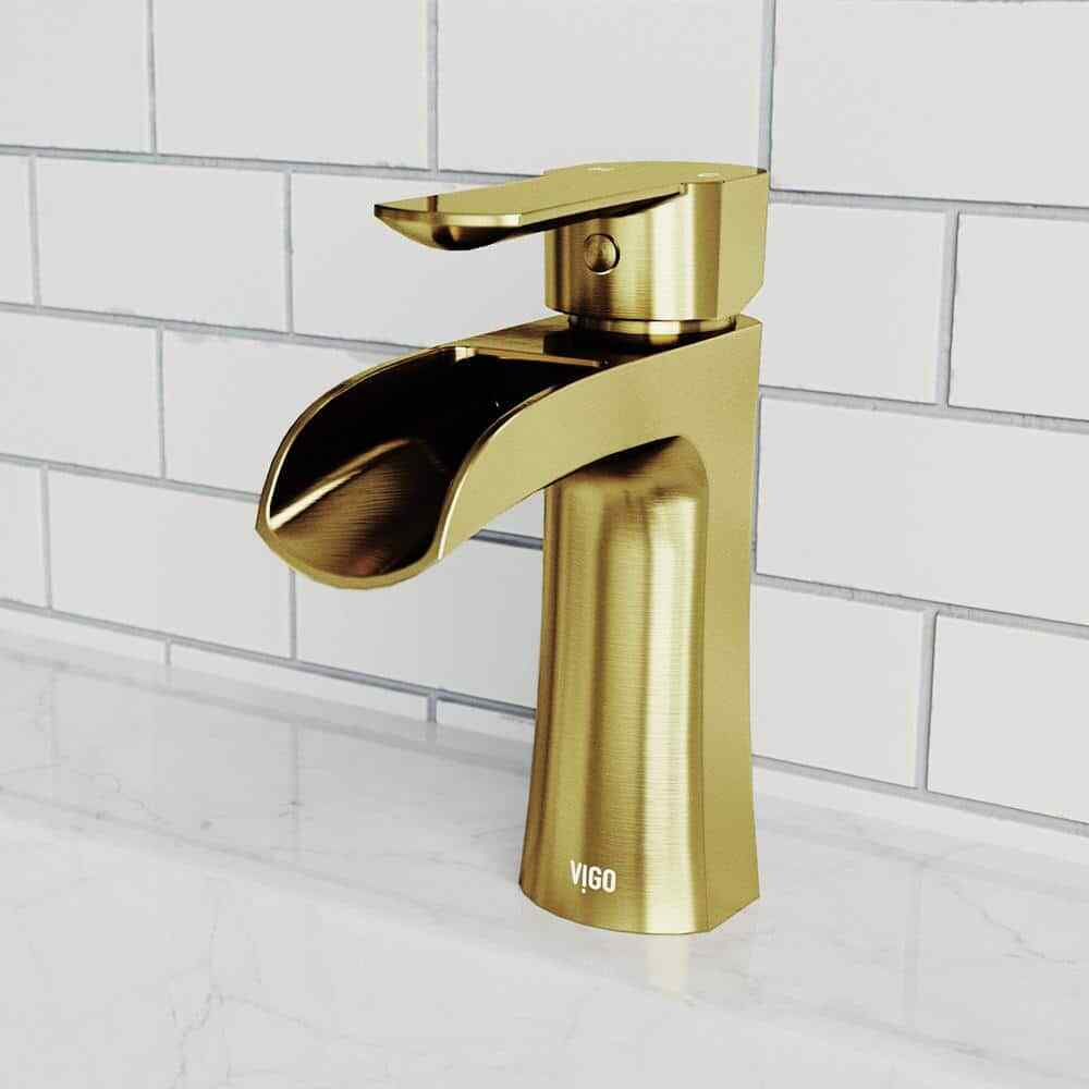 VIGO Paloma Single Handle Single-Hole Bathroom Faucet in Matte Brushed Gold