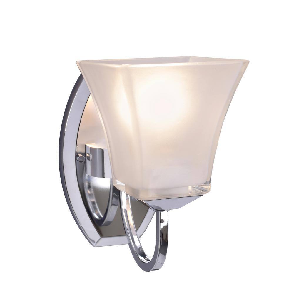 Aspen Creative Corporation 1-Light Chrome Vanity Light with Frosted Glass Shade