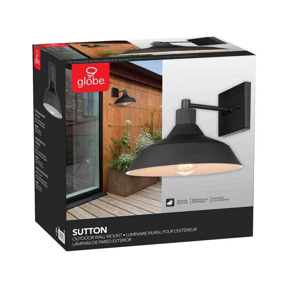 Globe Electric Sutton Matte Black Farmhouse Indoor/Outdoor 1-Light Wall Sconce