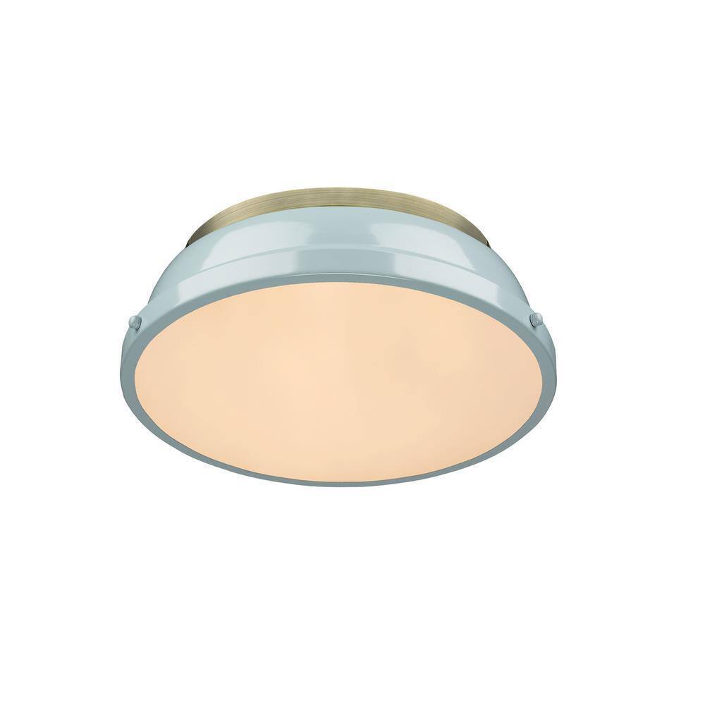 Golden Lighting Duncan AB 2-Light Aged Brass Flush Mount Light 3602-14 AB-SF
