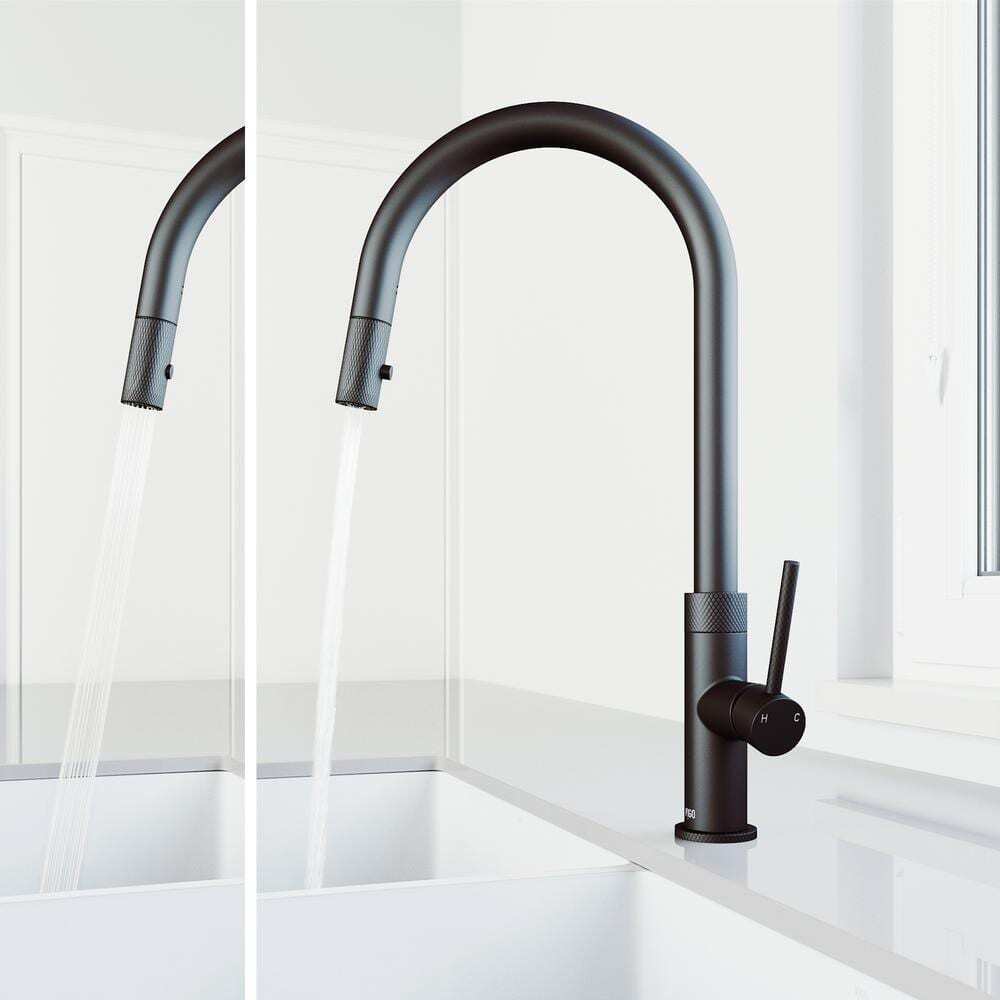 VIGO Bristol Single Handle Pull-Down Sprayer Kitchen Faucet in Matte Black