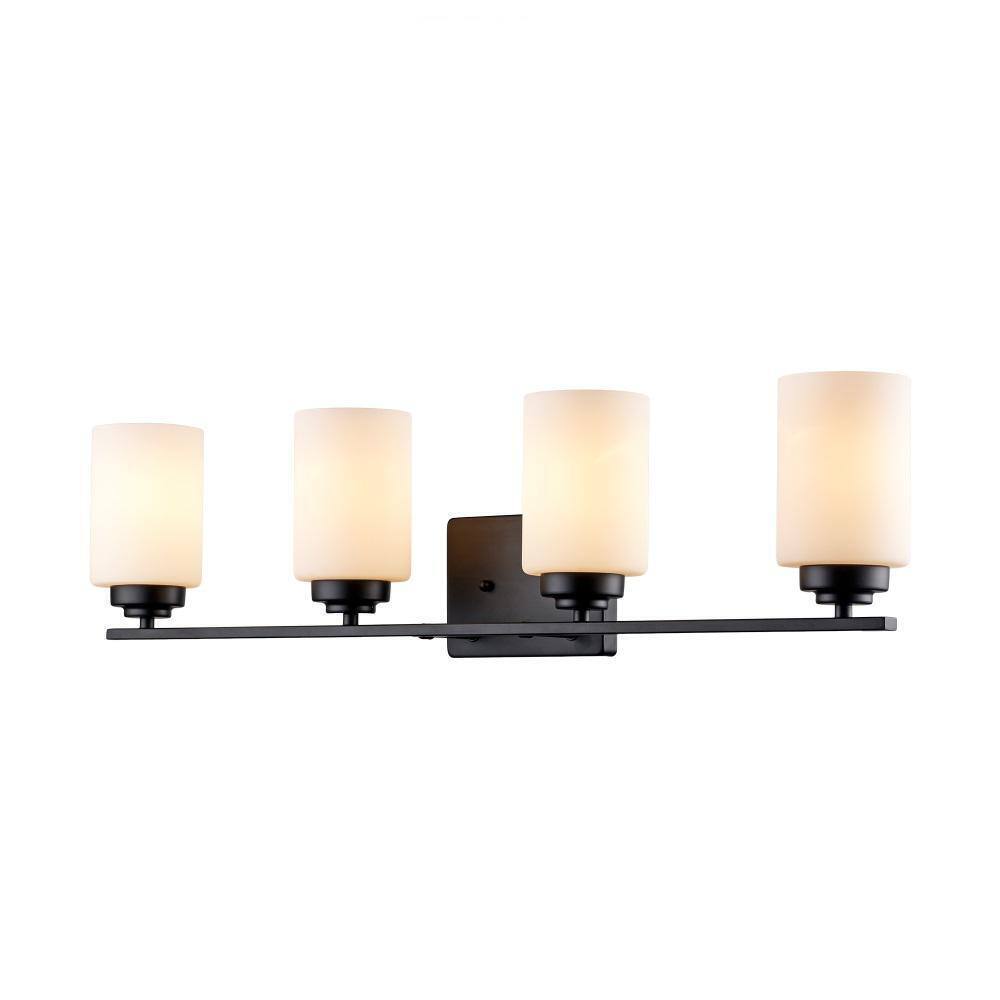 Bel Air Lighting Mod Pod 31.25 in. 4-Light Black Bathroom Vanity Light Fixture