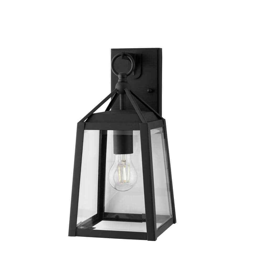 Home Decorators Blakeley 1-Light Black Outdoor Wall Lantern w/ Beveled Glass