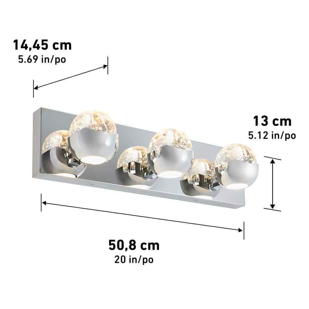 Artika Oracle 20 in. 3 Light Chrome Modern Integrated LED 5 CCT Vanity Light Bar