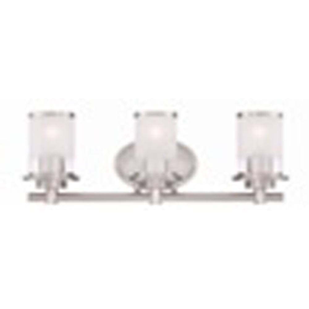 Hampton Bay 23.25 in. Truitt 3-Light Chrome Vanity Light w/ Clear and Sand Glass