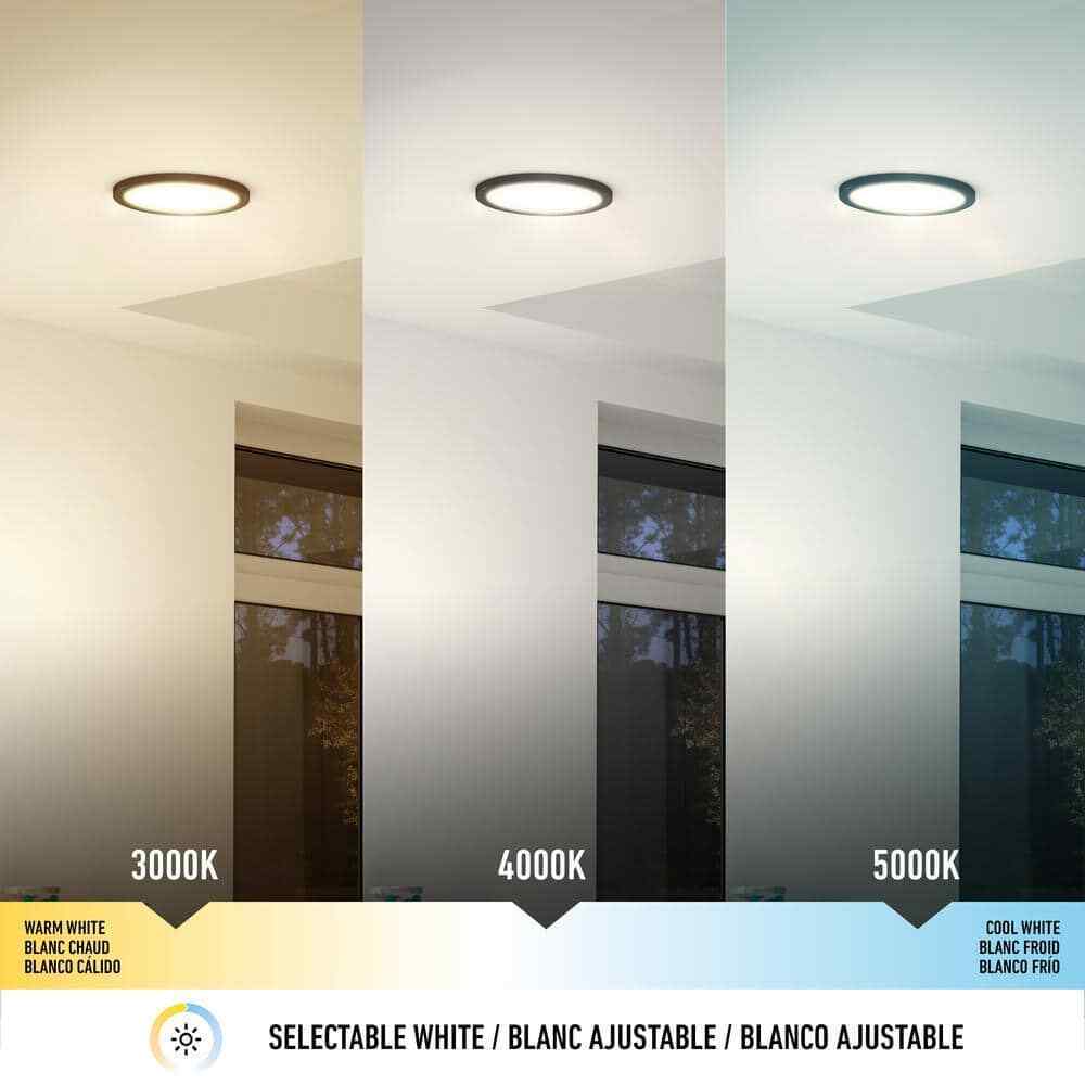 Artika Europa Disk Black Modern LED 3 CCT Flush Mount Ceiling Light Fixture