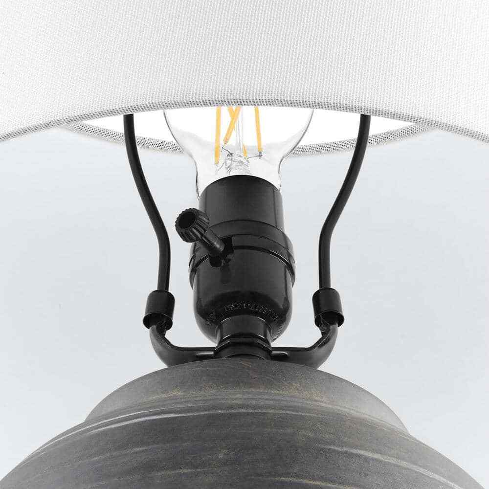 Hampton Bay Hookston Black 18 in. Ceramic Table Lamp with White Fabric Shade