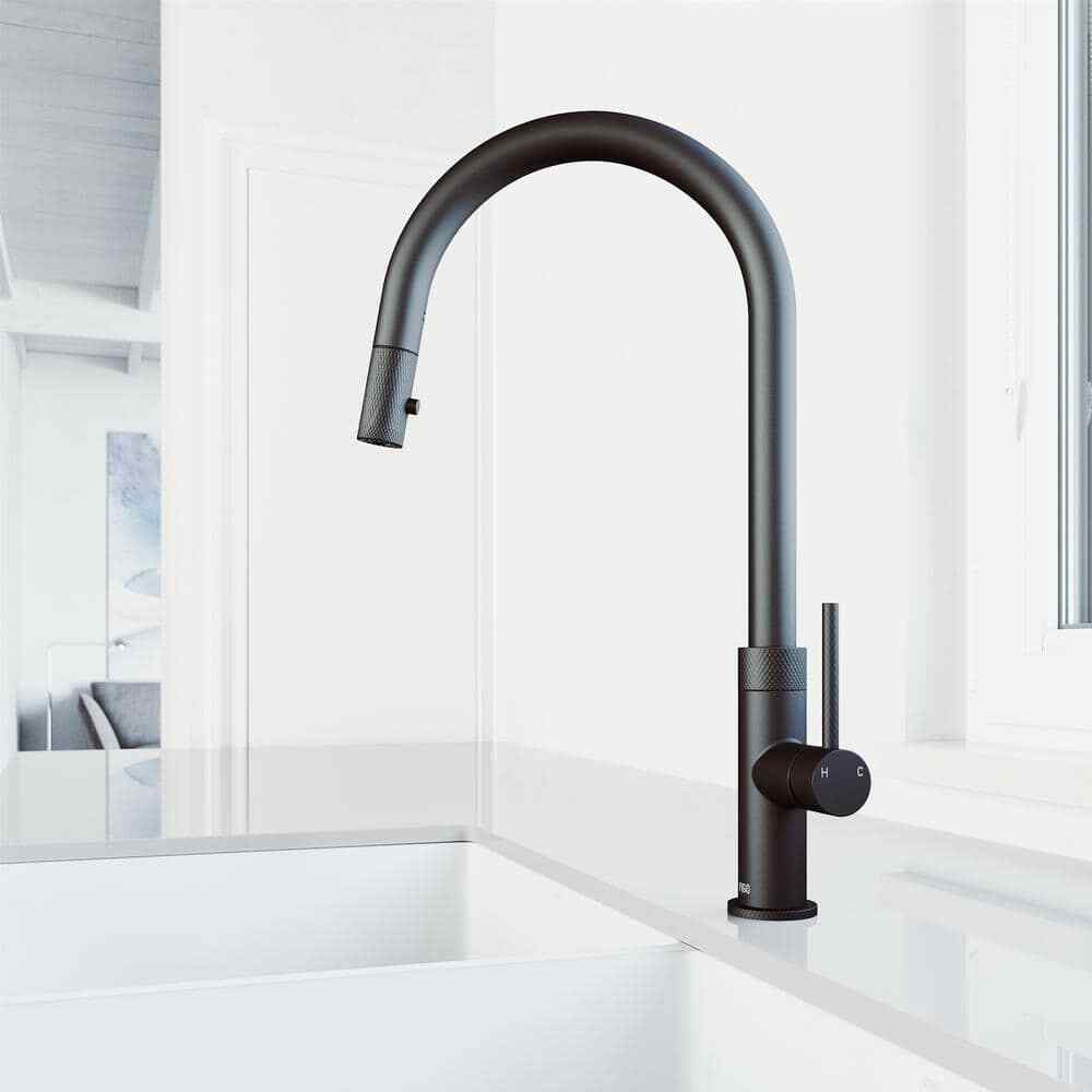 VIGO Bristol Single Handle Pull-Down Sprayer Kitchen Faucet in Matte Black