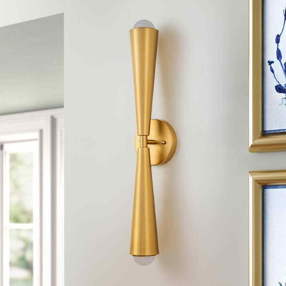 RRTYO Aaru Brass Up Down Cone Linear LED Bathroom Vanity Light Wall Sconce