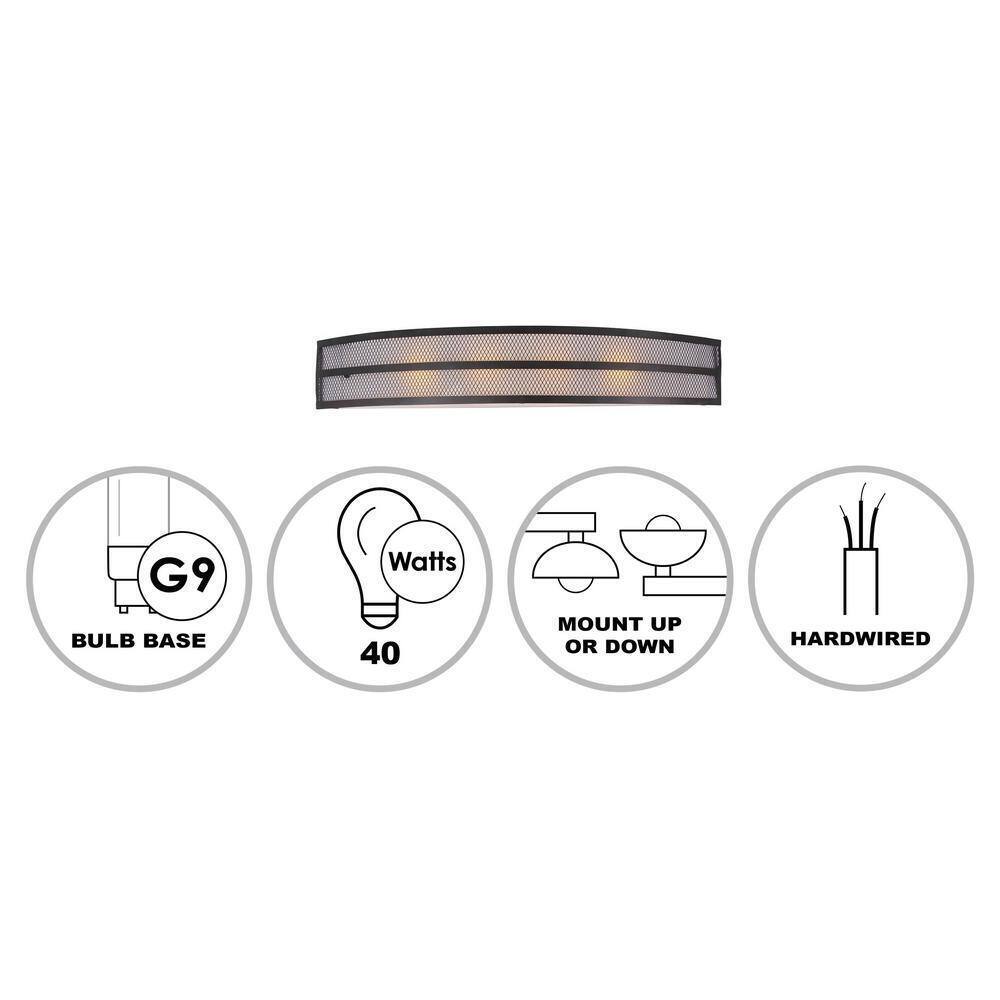 Bel Air Lighting 32 in. 4-Light Black Bathroom Vanity Light Fixture