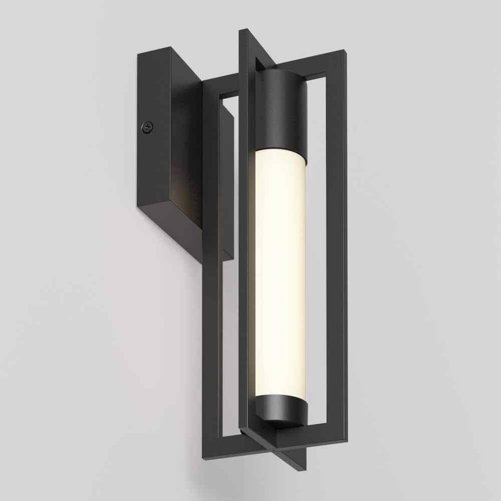 Artika Walt Black Modern LED Outdoor Hardwired Garage Porch Light Lantern Sconce