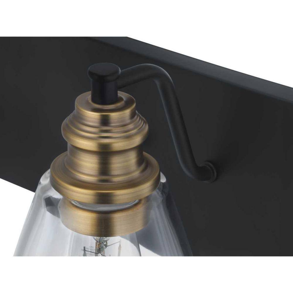 Hampton Bay Manor 15.3 in. Matte Black Vanity w/ Brass Accents and Clear Glass