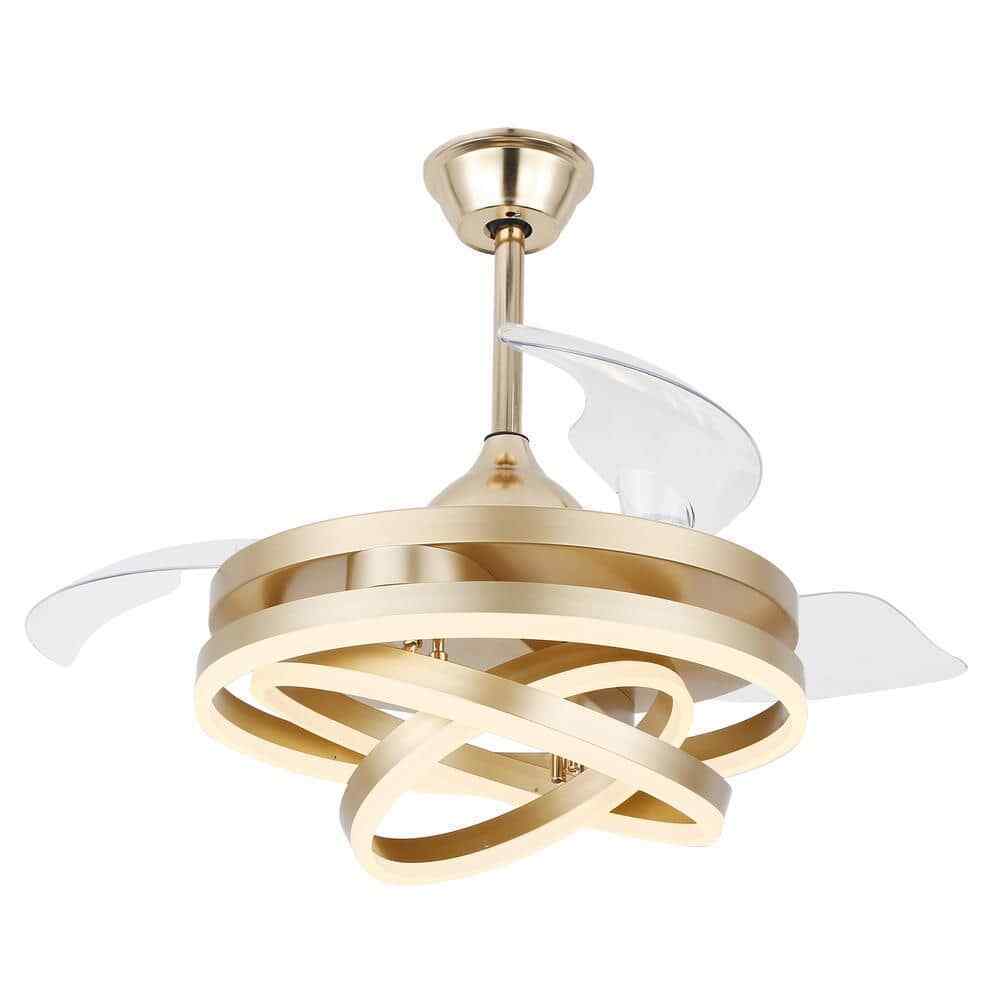 Bella Depot 42 in. LED Gold Invisible Blade Ceiling Fan w/ Remote and Light Kit