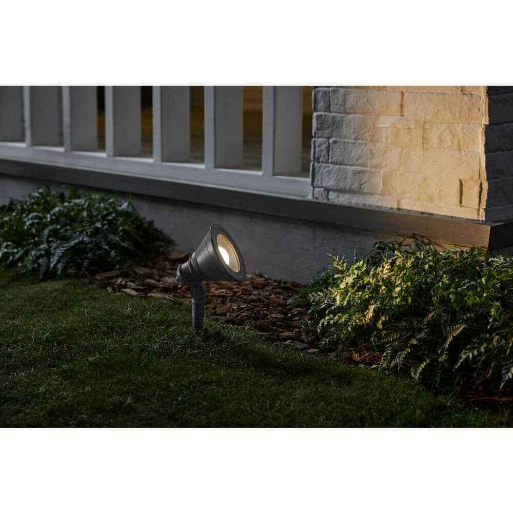 Hampton Bay Cann River Silver Low Voltage Hardwired Landscape Flood Light