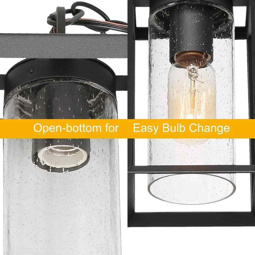 Uolfin Modern Lantern Outdoor Hanging Light Arie 1-Light Black Cage Pendant