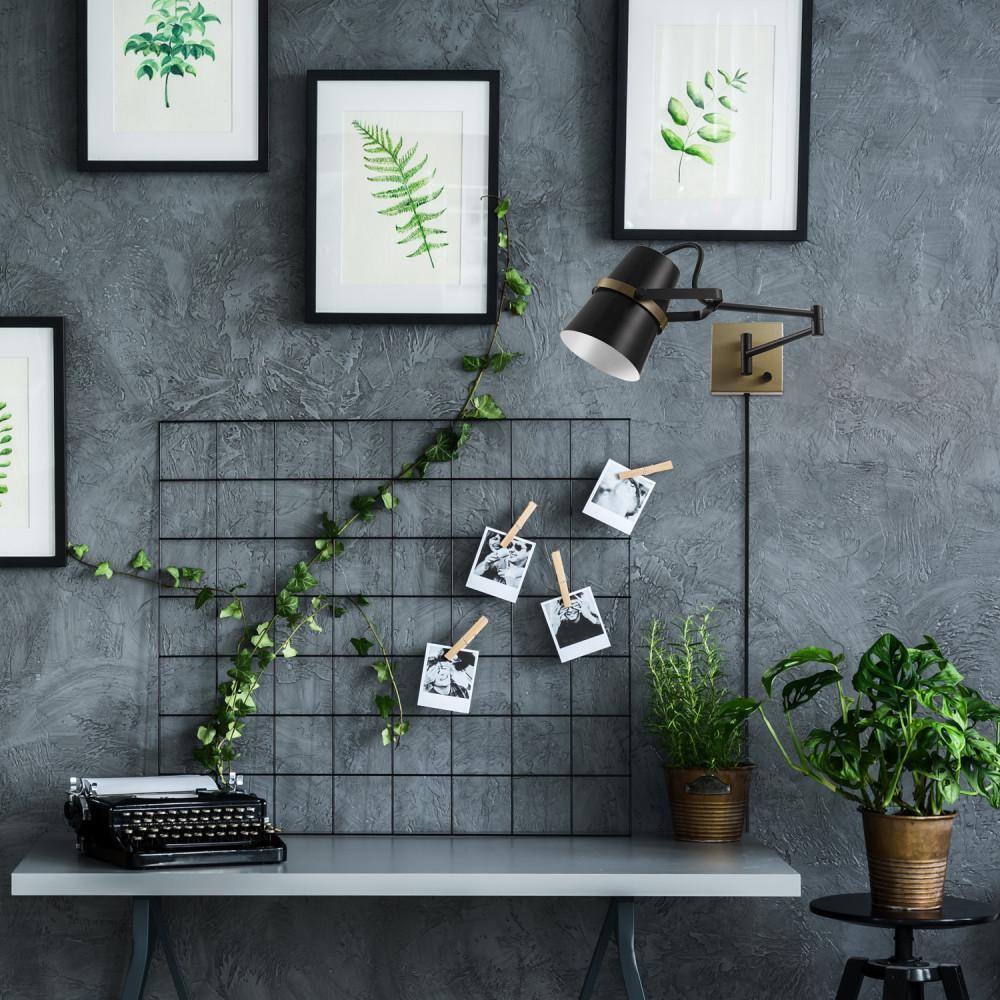 Globe Electric McKibbin 1-Light Matte Black Plug-In or Hardwire Swing Arm Sconce