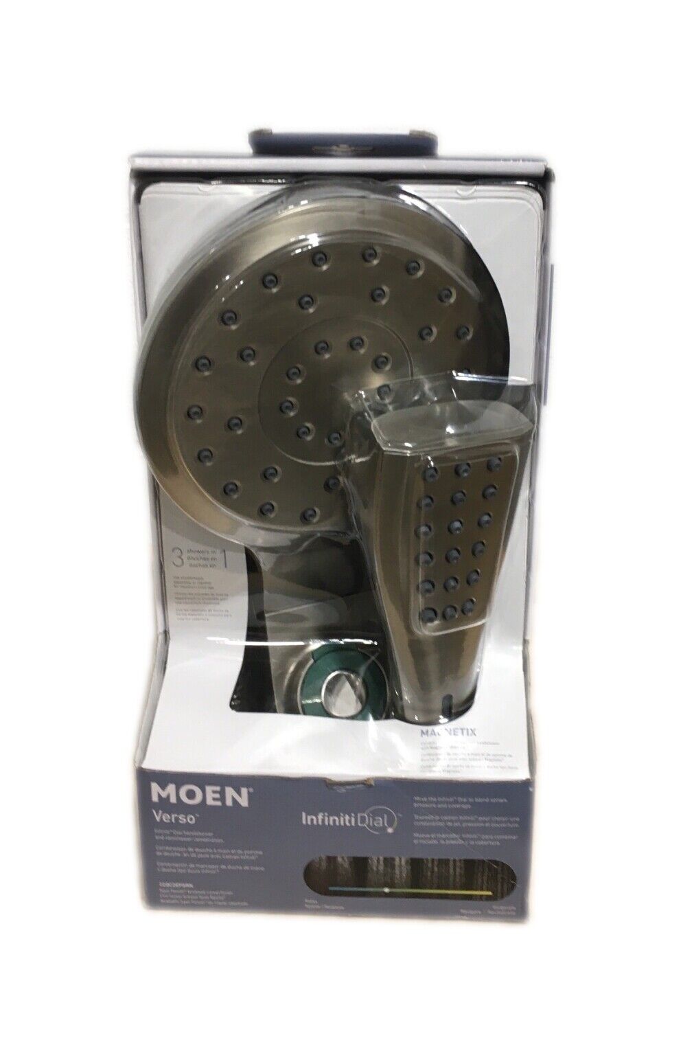 MOEN Verso 8-Spray Dual Wall Mount Fixed and Handheld Shower Head Brushed Nickel