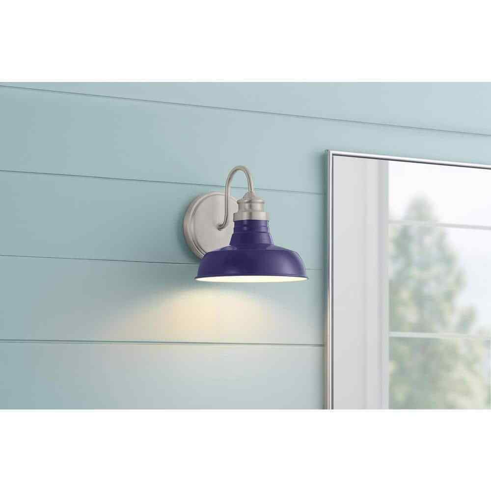 Hampton Bay Elmcroft 7.63 in 1-Light Brushed Nickel Modern Farmhouse Wall Sconce