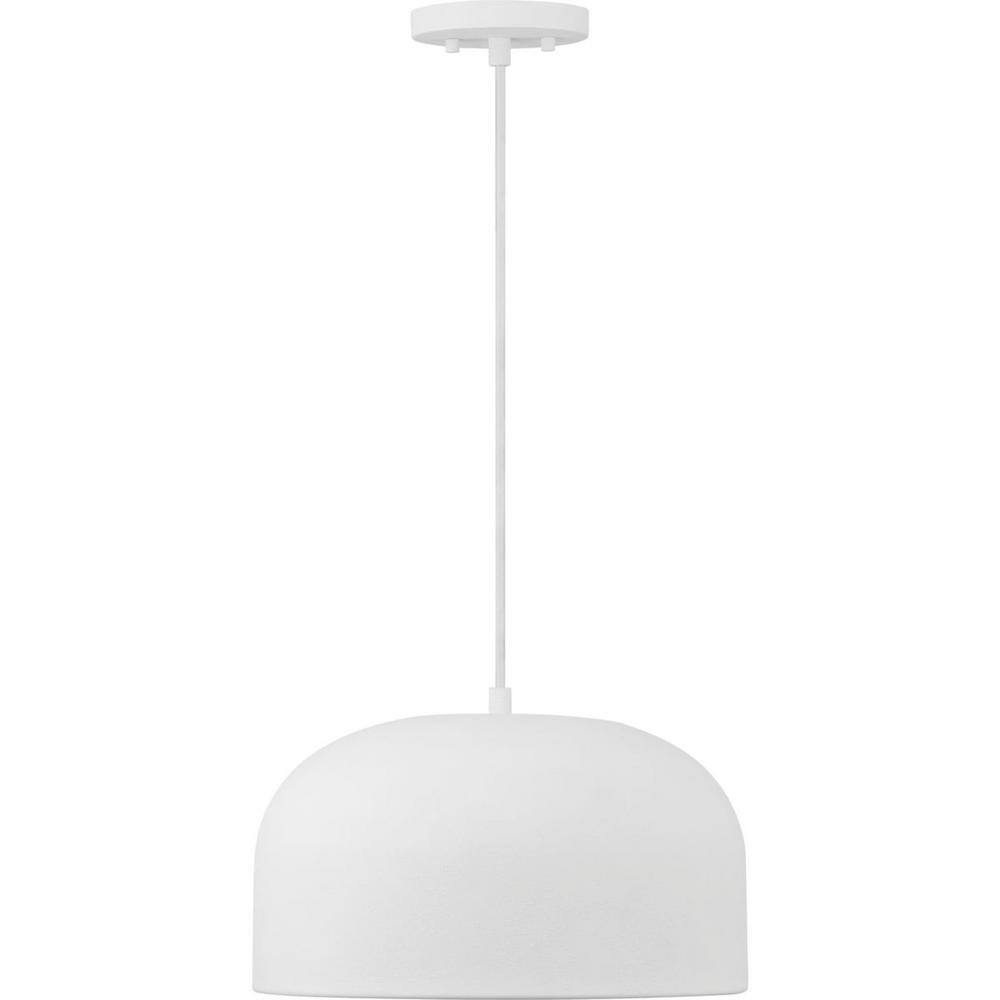 Progress Lighting Arriccio 14 in. White Plaster Round Shaded Pendant Light