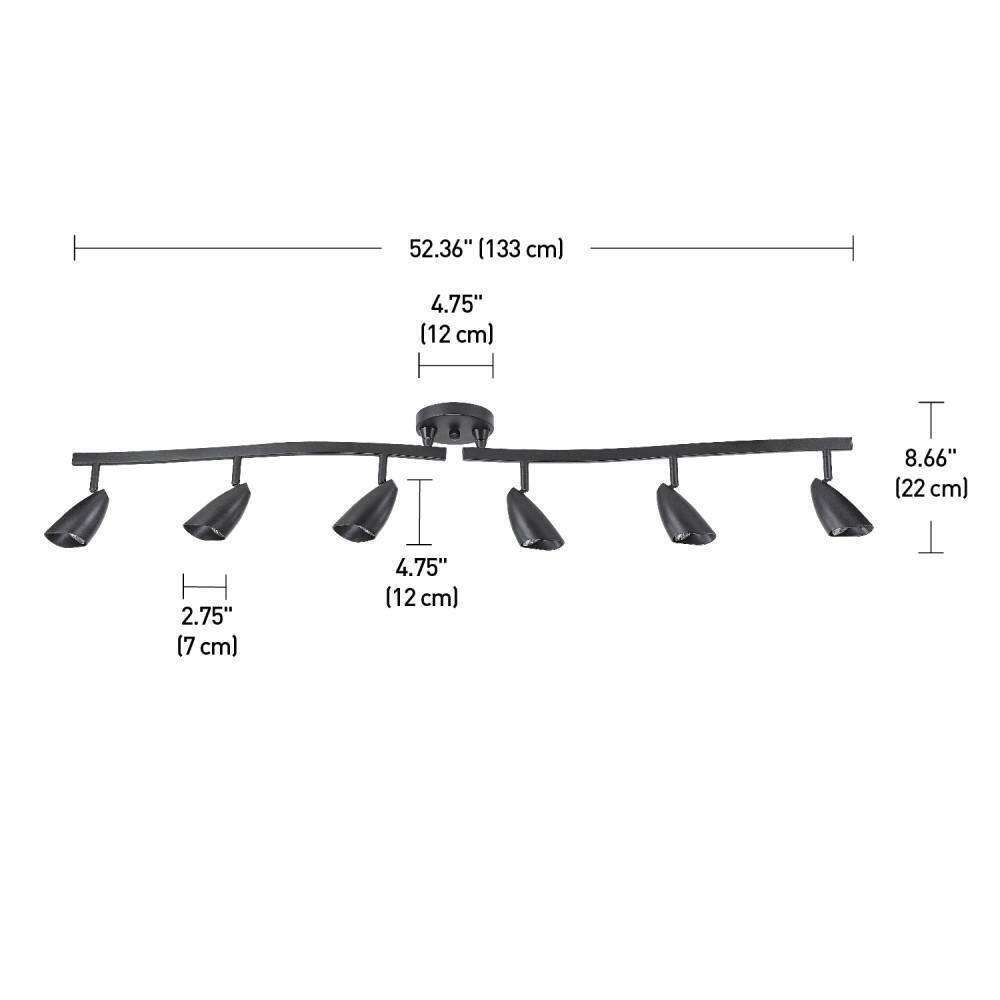 Globe Electric Grayson 4.4 ft. 6-Light Matte Black Halogen Track Lighting Kit